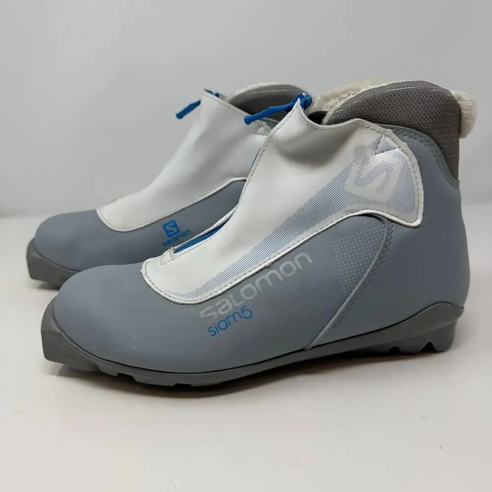 Salomon Siam5 Cross Country Ski Boot Women's 9.5 Grey White Blue